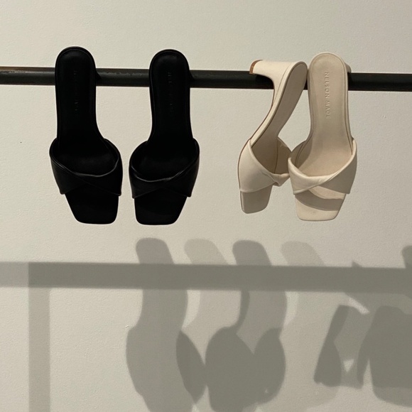 designer nelson made leather 'maya' mules - ivory / off-white, size EU 39 - Picture 3 of 12